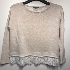 Elegant Cream Lace Hem Women's Top